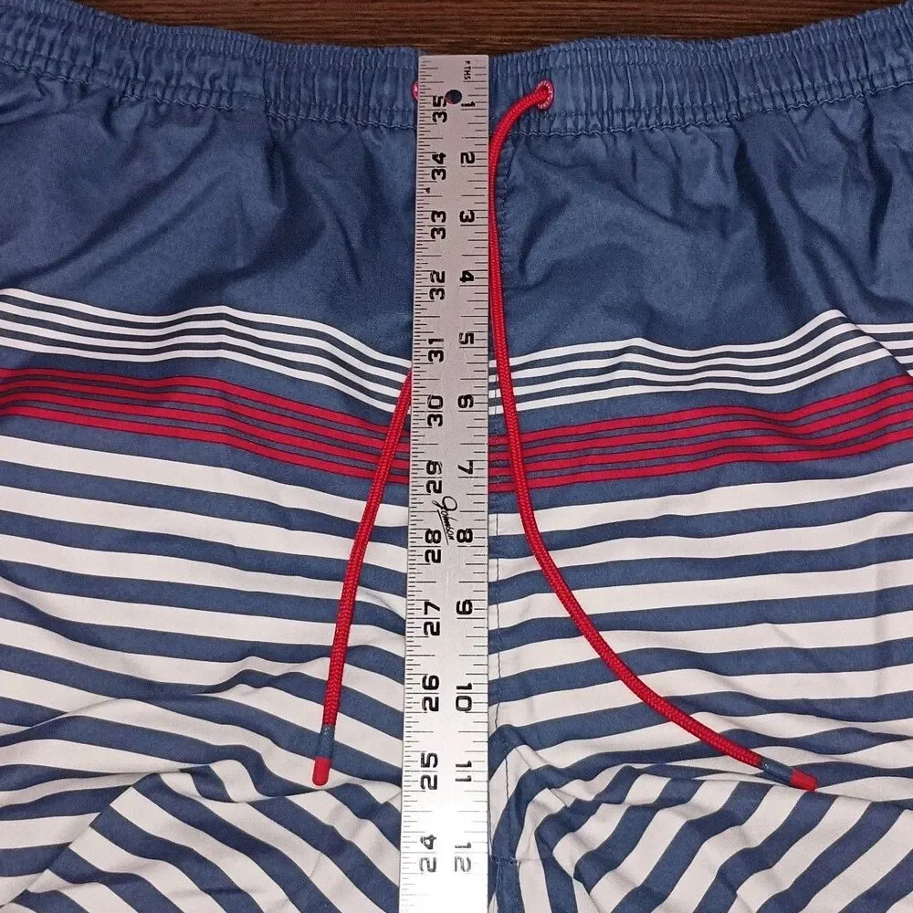 Vineyard Vines Swim Trunks Mens Large Lined Red White Blue Striped